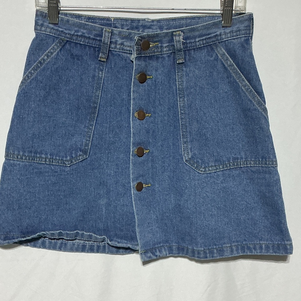 Womens Denim A--Line Cotton Button-Front Skirt Sz M